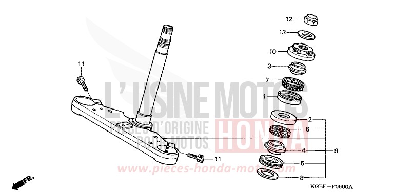STEERING STEM for Shadow VT125C NOIR (NH1) from 2006